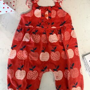 Charming Red Apple Print Kids Romper